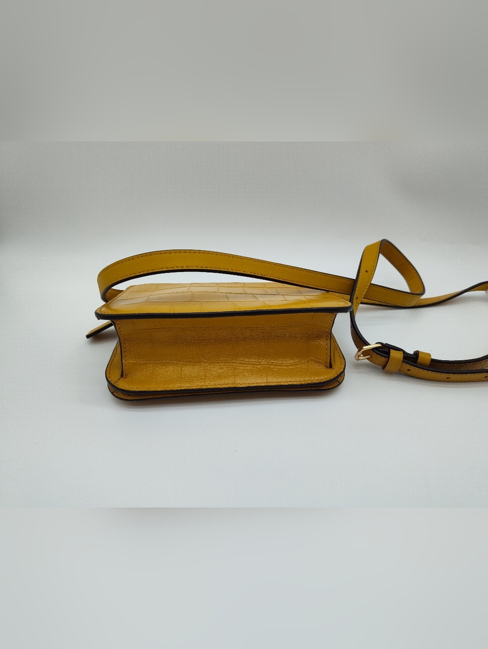 COACH Mini Brynn Crossbody G2179 C5627 NWOT Croc Embossed Mustard Bag - Picture 4 of 16
